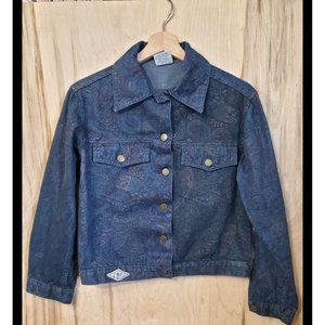 YES Clothing Co Denim Paisley Jean Jacket Vintage Size S Pockets Metal buttons